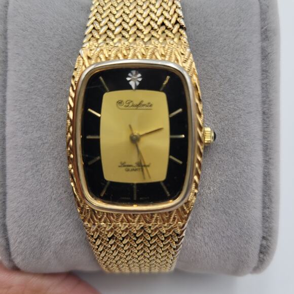 Dufonte by Lucien Picard Quartz Bracelet Watch Diamond Marker Adjustable Gold - Picture 1 of 15